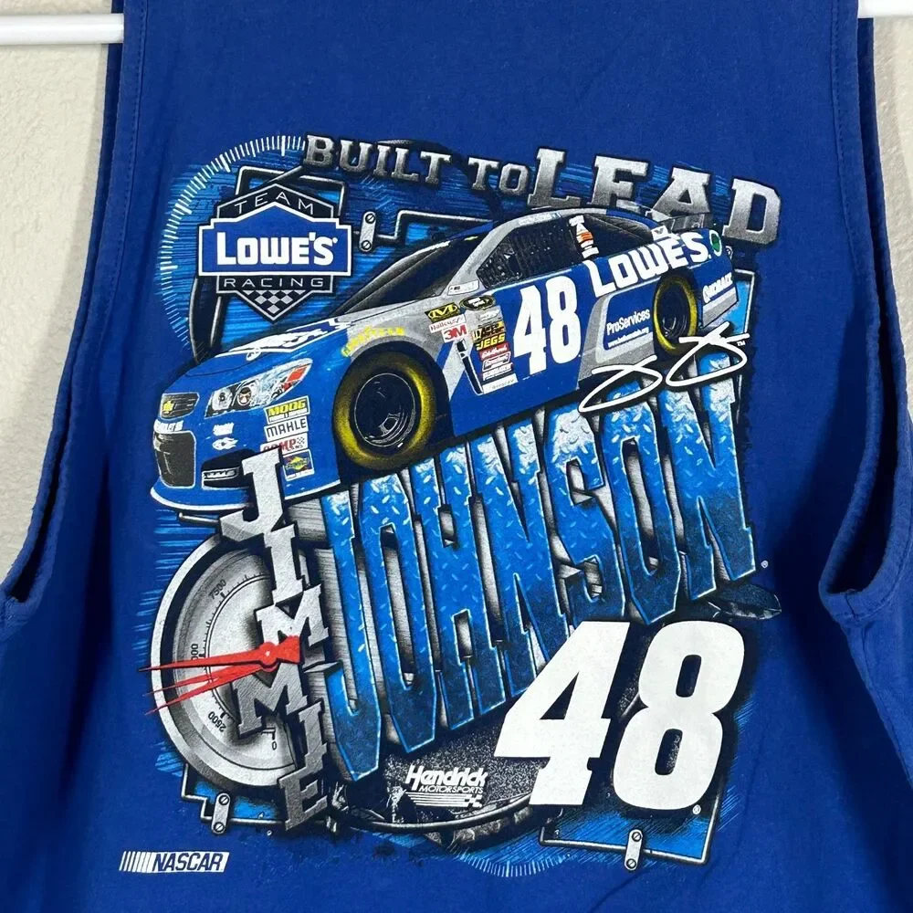Men's Jimmie Johnson #48 Lowe's NASCAR Blue Graphic Tank Top Size L